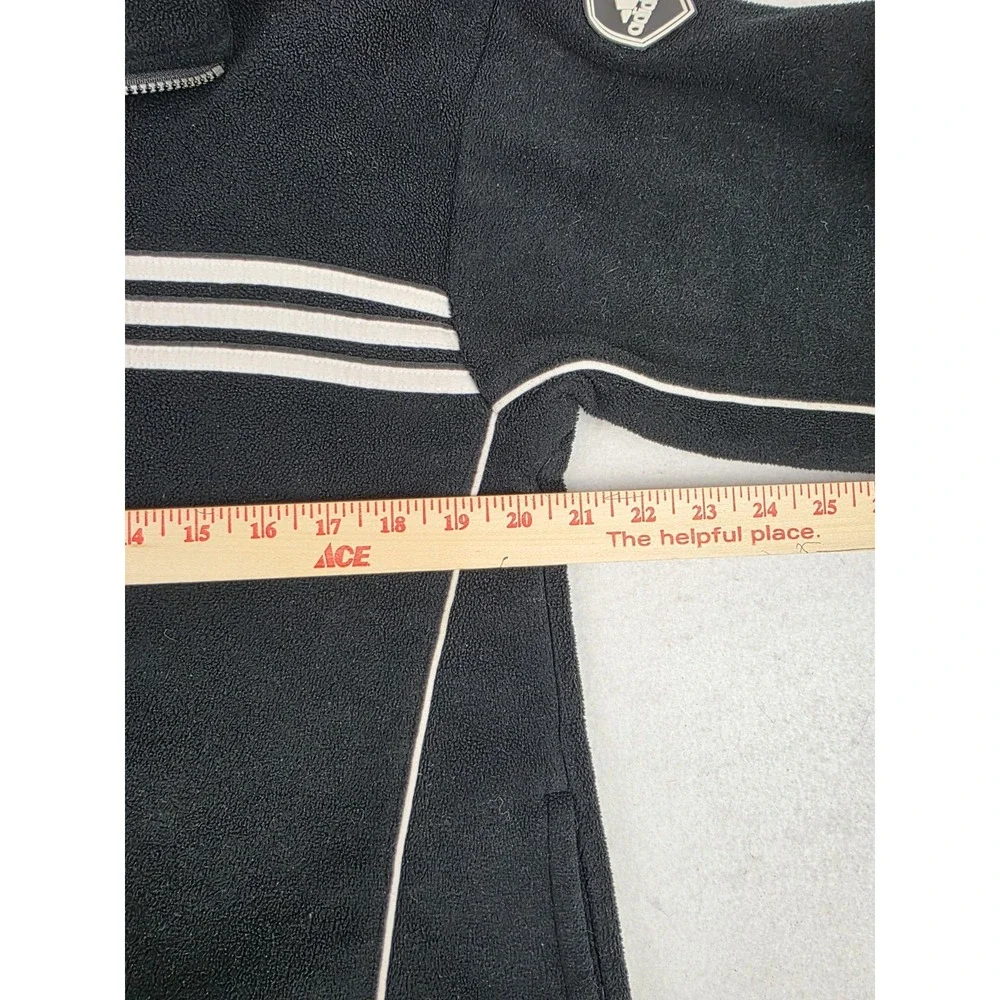 Vintage Y2K Adidas Soccer Fleece Jacket Black Striped Full Zip Track Mens Size S